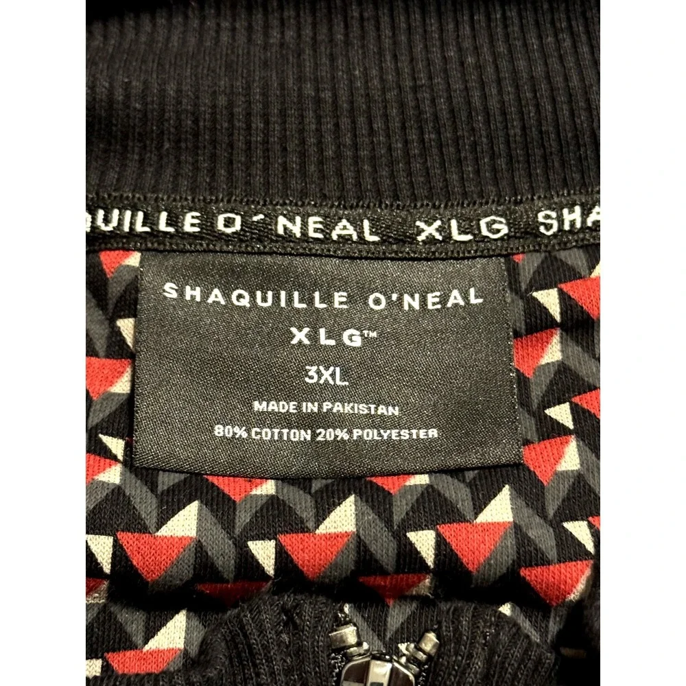Shaquille O'Neal Men's Fleece Jacket 3XL Black Red White‎ Color Block Zip NWT